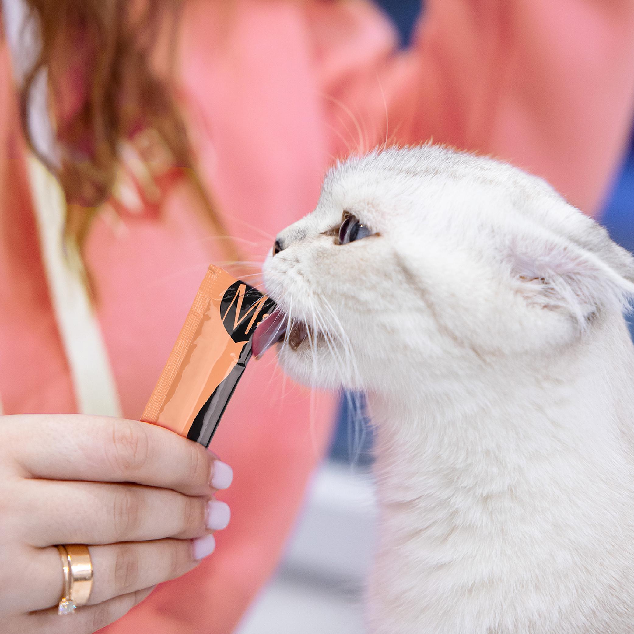 Ласощі кремові для котів Mavsy Creamy superfood SALMON AND TUNA FILLET WITH ALFALFA AND SPLASHED OF CATNIP FOR CATS, 15 г/5 шт. - фото 4 Ласощі кремові для котів Mavsy Creamy superfood SALMON AND TUNA FILLET WITH ALFALFA AND SPLASHED OF CATNIP FOR CATS, 15 г/5 шт. - фото 4