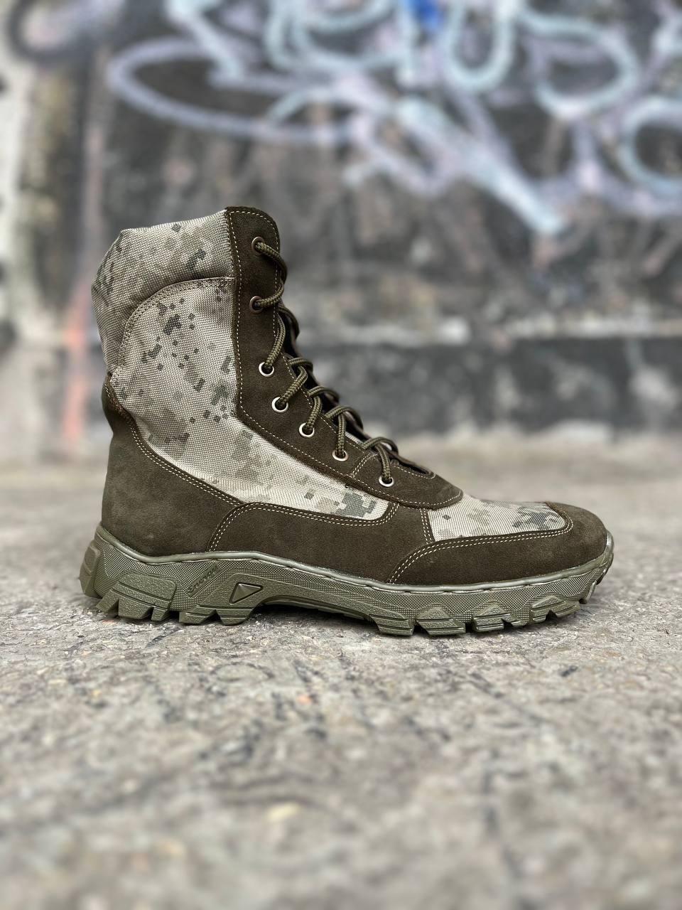 Берці чоловічі Light Boots шкіра та кордура черевики р. 41 27 см Оливковий/Піксель (784779160) - фото 2