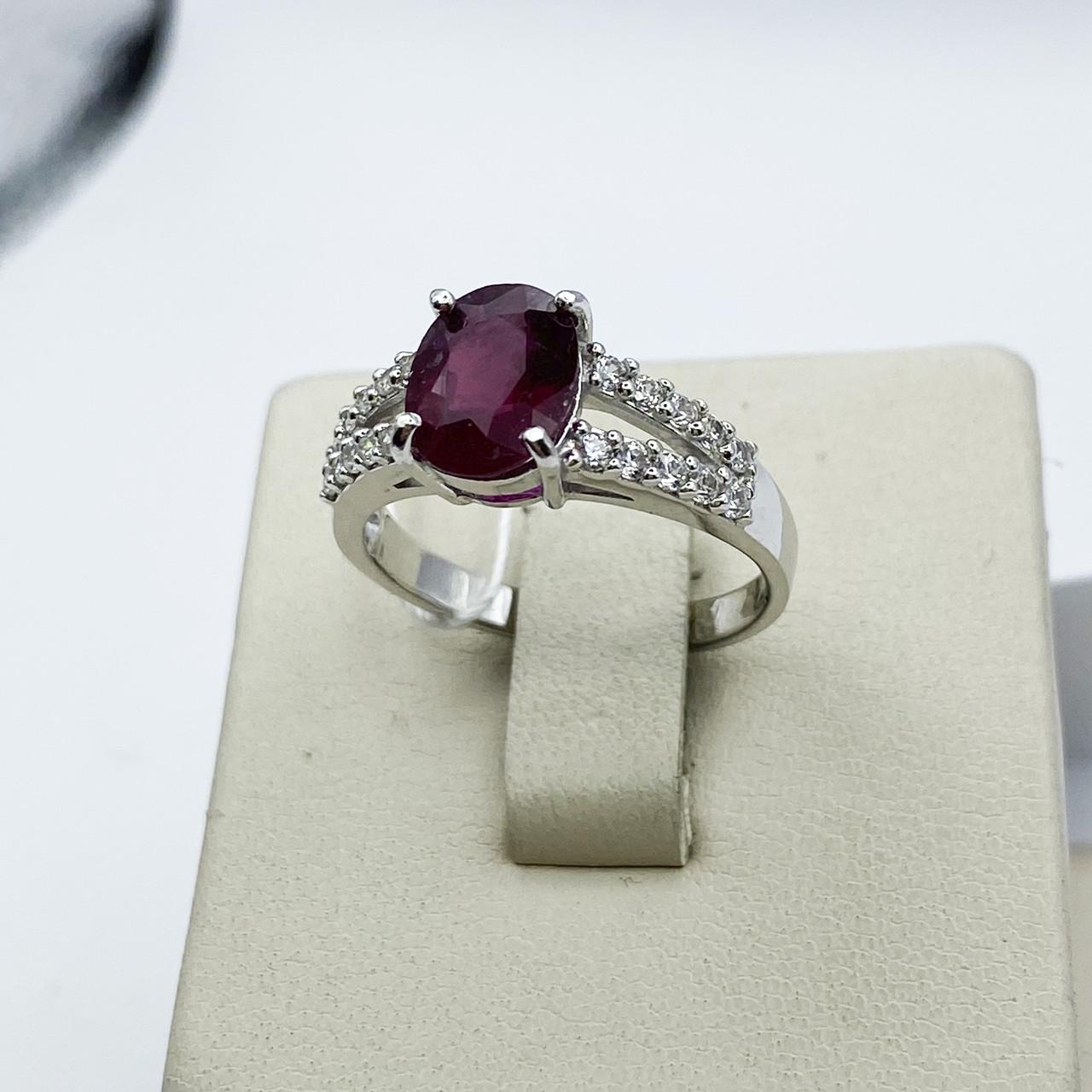 Кольцо серебряное с рубином р. 18 3,56 г (1937252437)