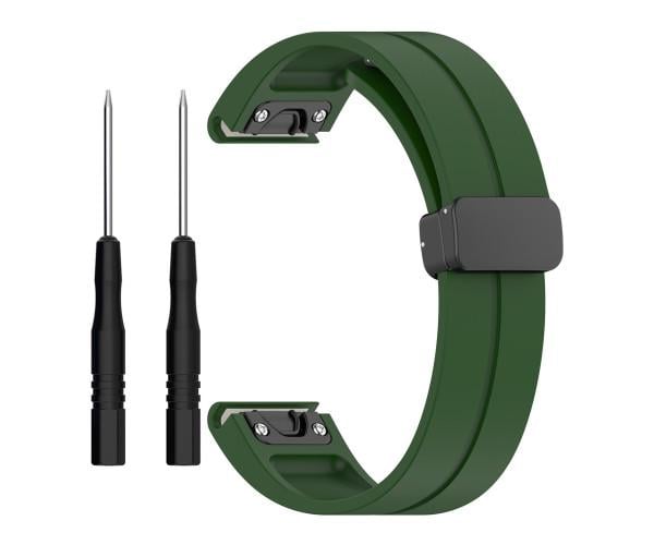 Ремешок Silicone Middle Line для Garmin Instinct 3 45 мм/E 45 мм с магнитной защелкой 22 мм Зеленый