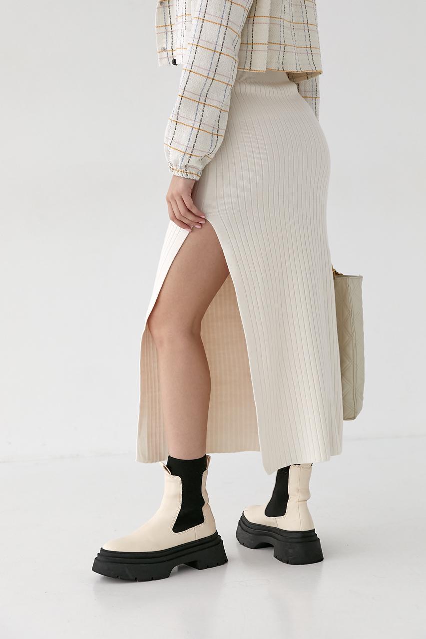 Юбка миди в рубчик L Кремовый (0199) - фото 2 Юбка миди в рубчик L Кремовый (0199) - фото 2