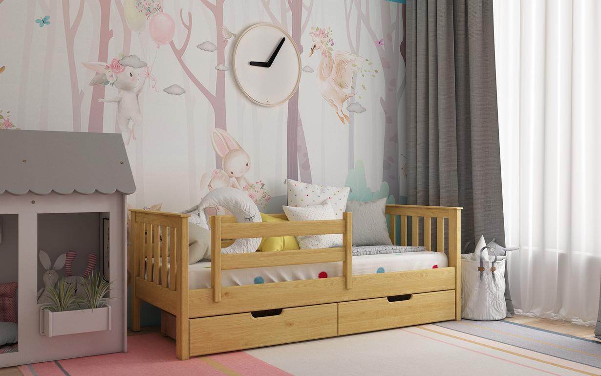 Кровать односпальная STEMMA Дорос с ящиками натуральное дерево сосна 90x200 см Ольха (52562)