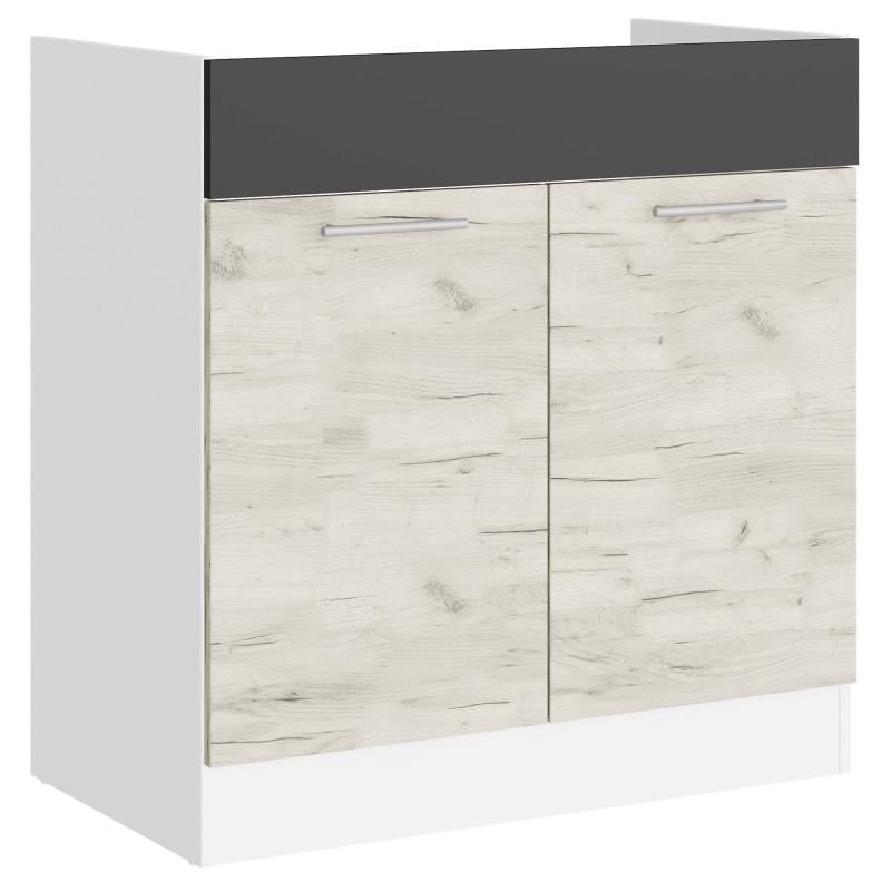 Модуль кухонный Эверест Эко 800 под мойку без столешницы 80х46х82 см Белый/Крафт белый/Графитовый (24589917)