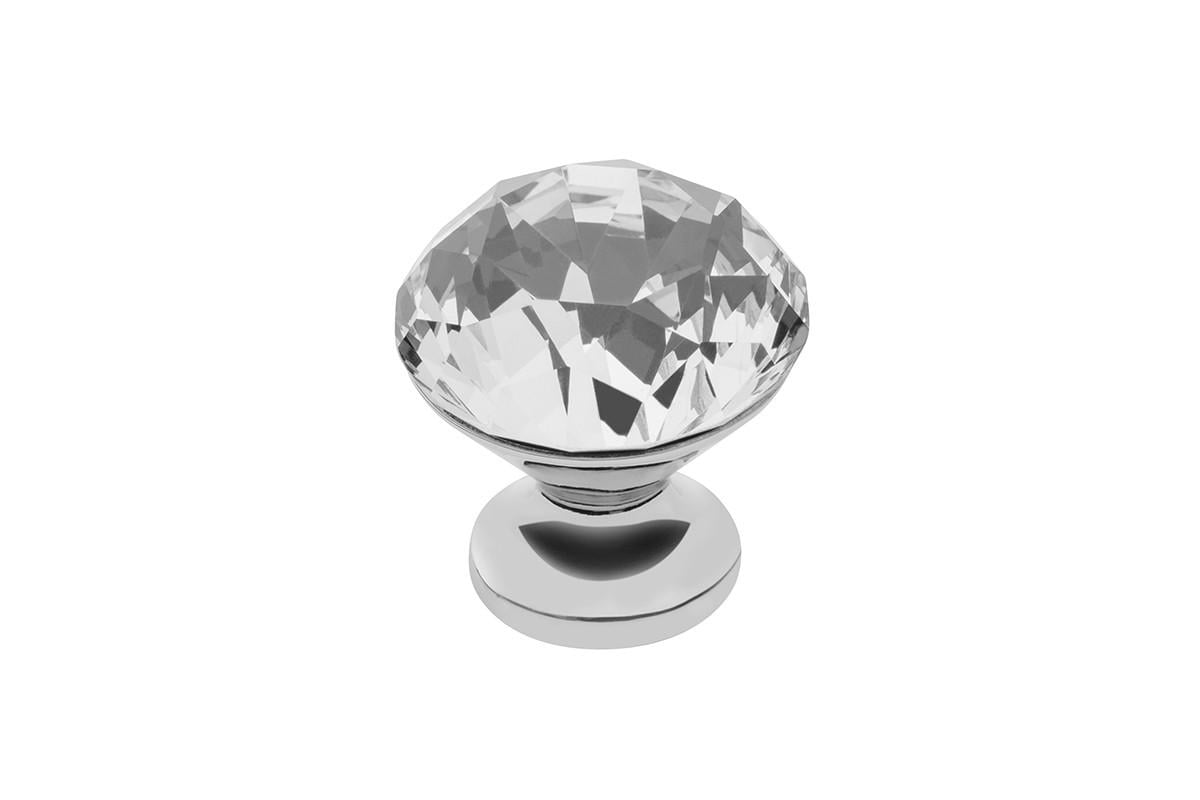 Мебельная ручка кнопка GTV Crystal B d 30 мм Хром/Кристалл)