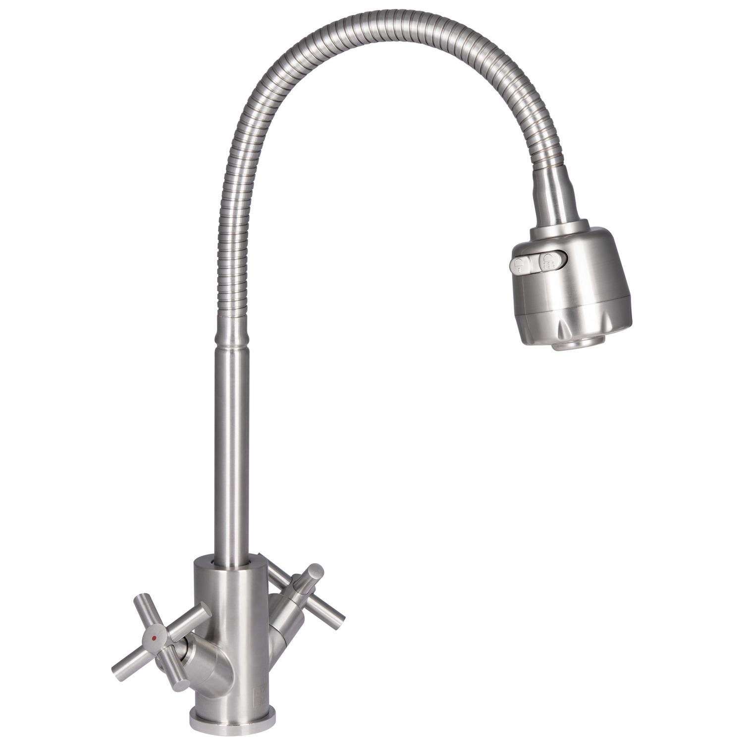 Смеситель для кухни Lidz Wind 013F4 LDWIN013F4CRM43391 с гибким изливом Сатин (164007)