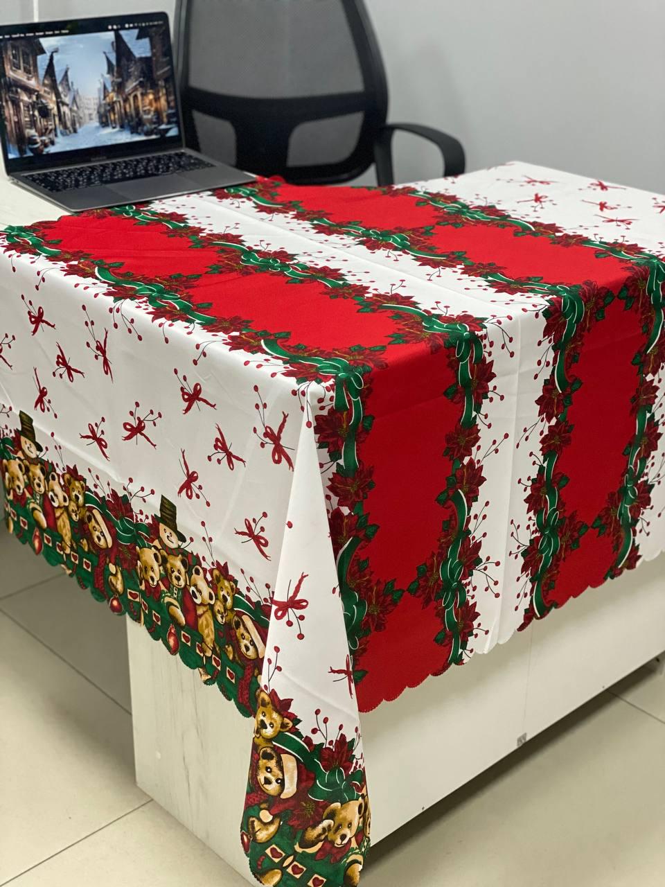 Скатертина новорічна Бантик поліестер 140x180 см Червоний (12970592)