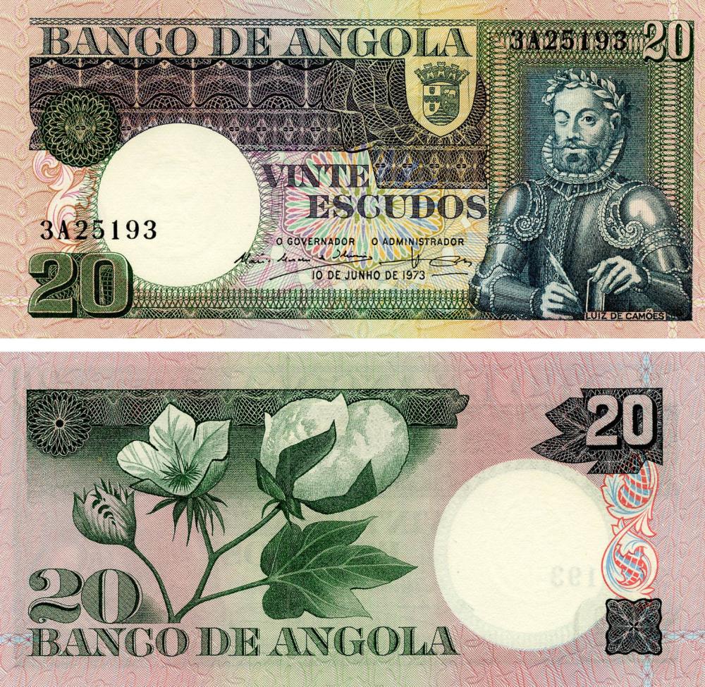 Коллекционная банкнота Ангола 20 эскудо 1973 UNC P104 (Б19283)