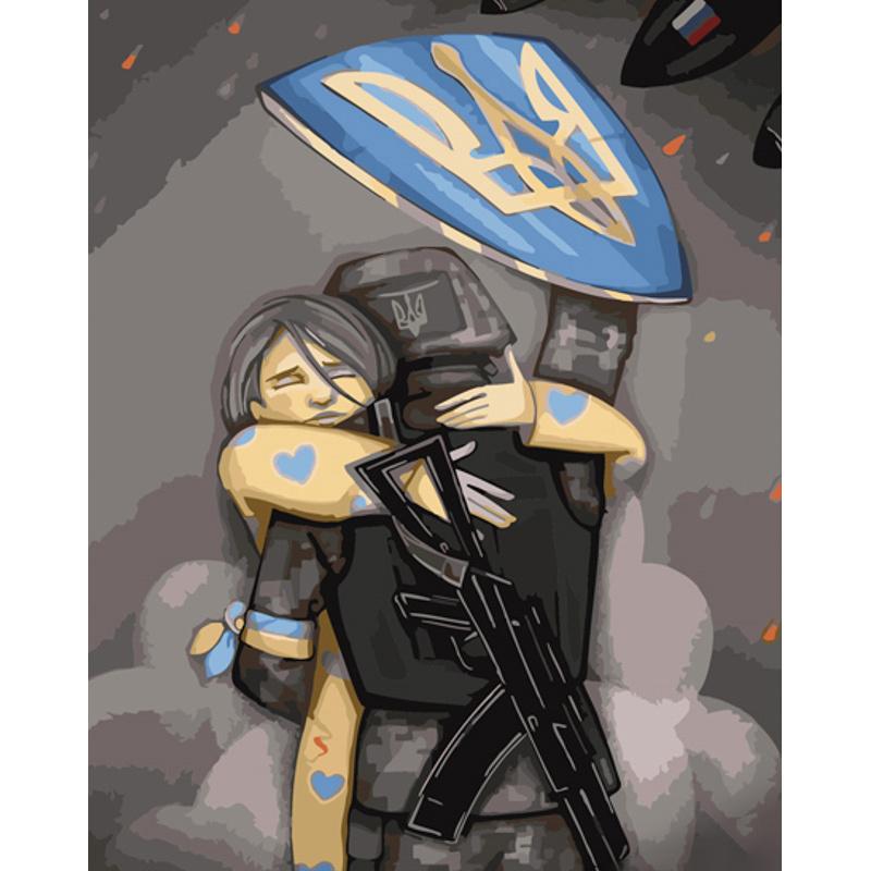 Картина по номерам Strateg Премиум Встреча защитника Украины 40x50 см (GS833)