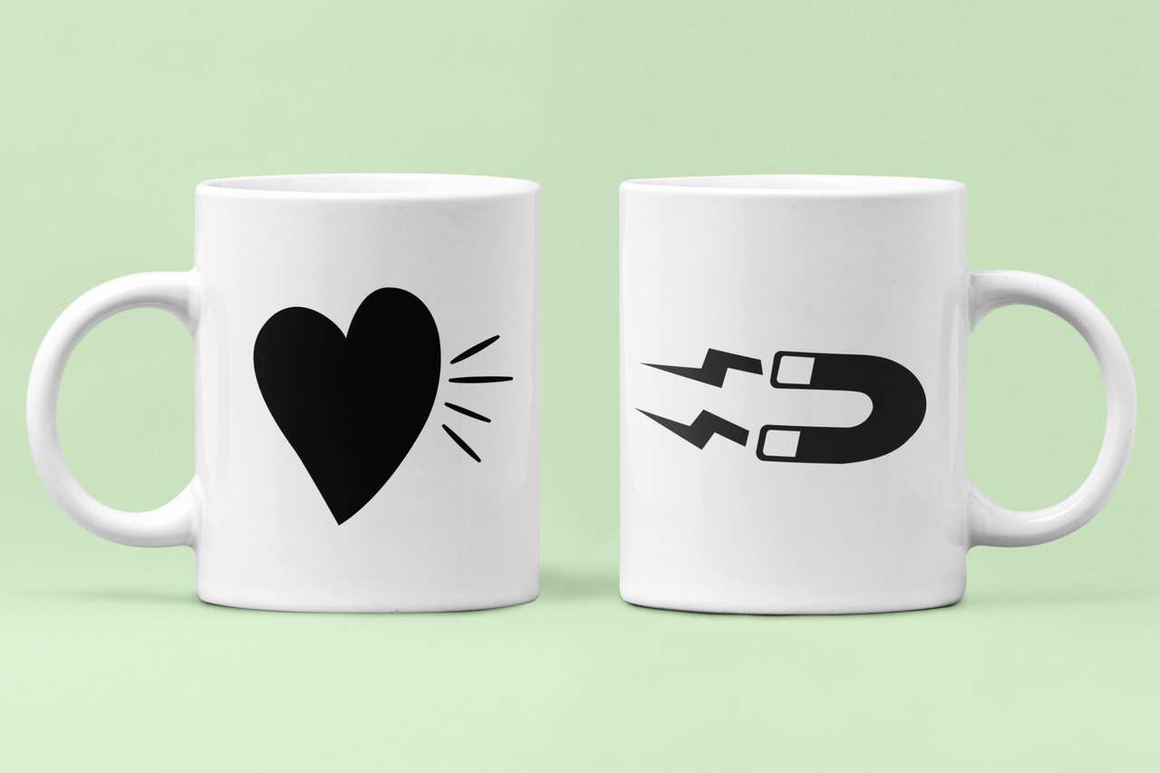 Чашки парные Магнит к сердцу для влюбленных 330 мл Белый (ВЛ21Ч)