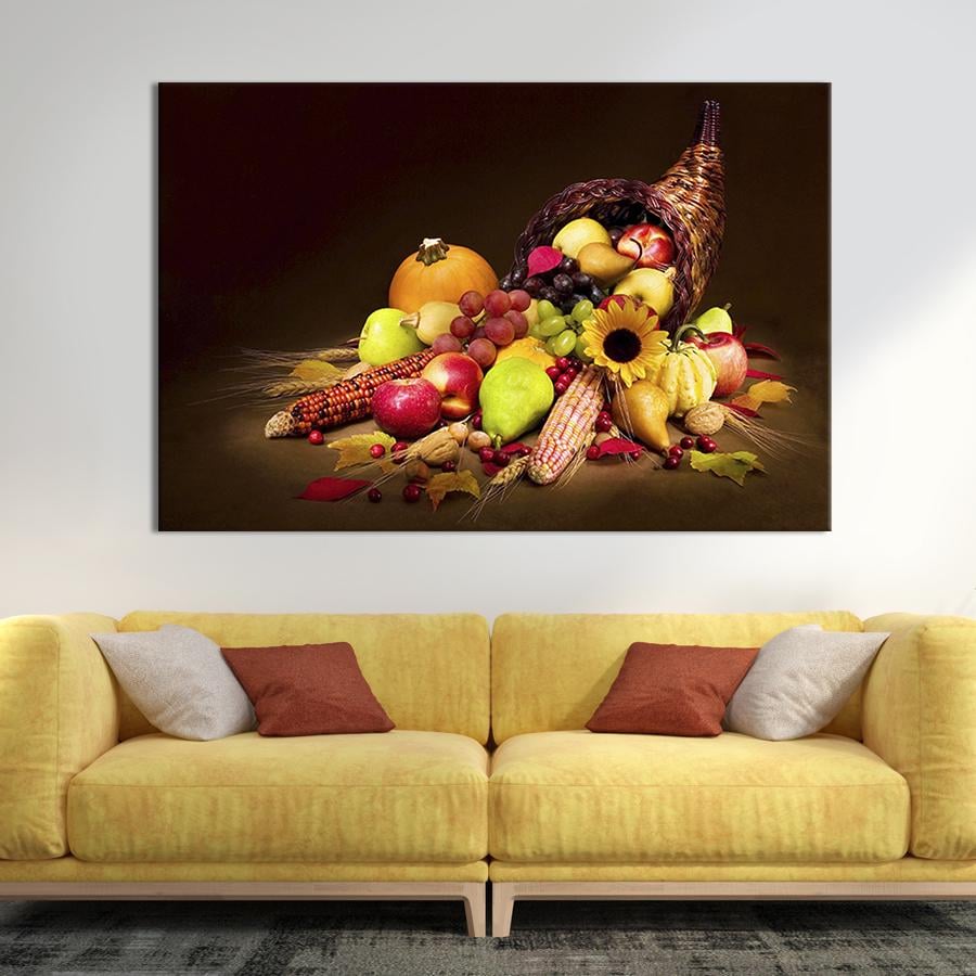 Настенный декор картина на холсте для интерьера Дары осени 51x34 см (273-1)