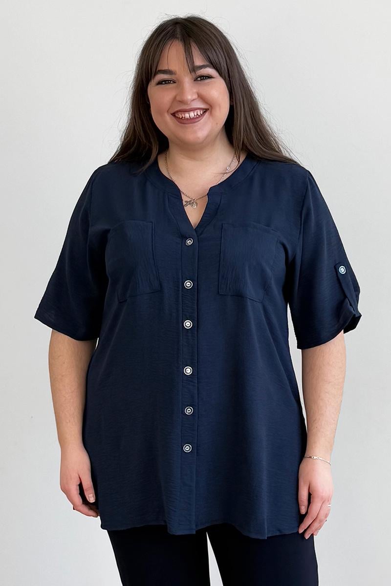 Рубашка женская PANNI Лада из жатой ткани р. 56-58 Темно-синий (Р2508252216)