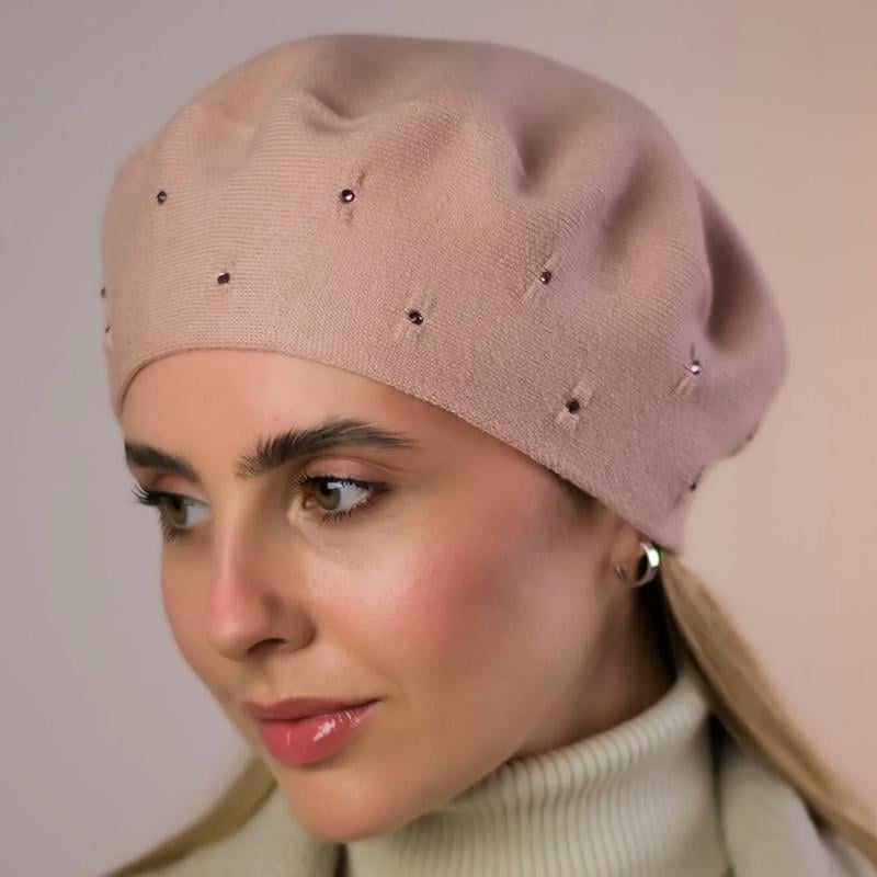 Берет женский двойной Novita Чили one size Пудровый (284252)