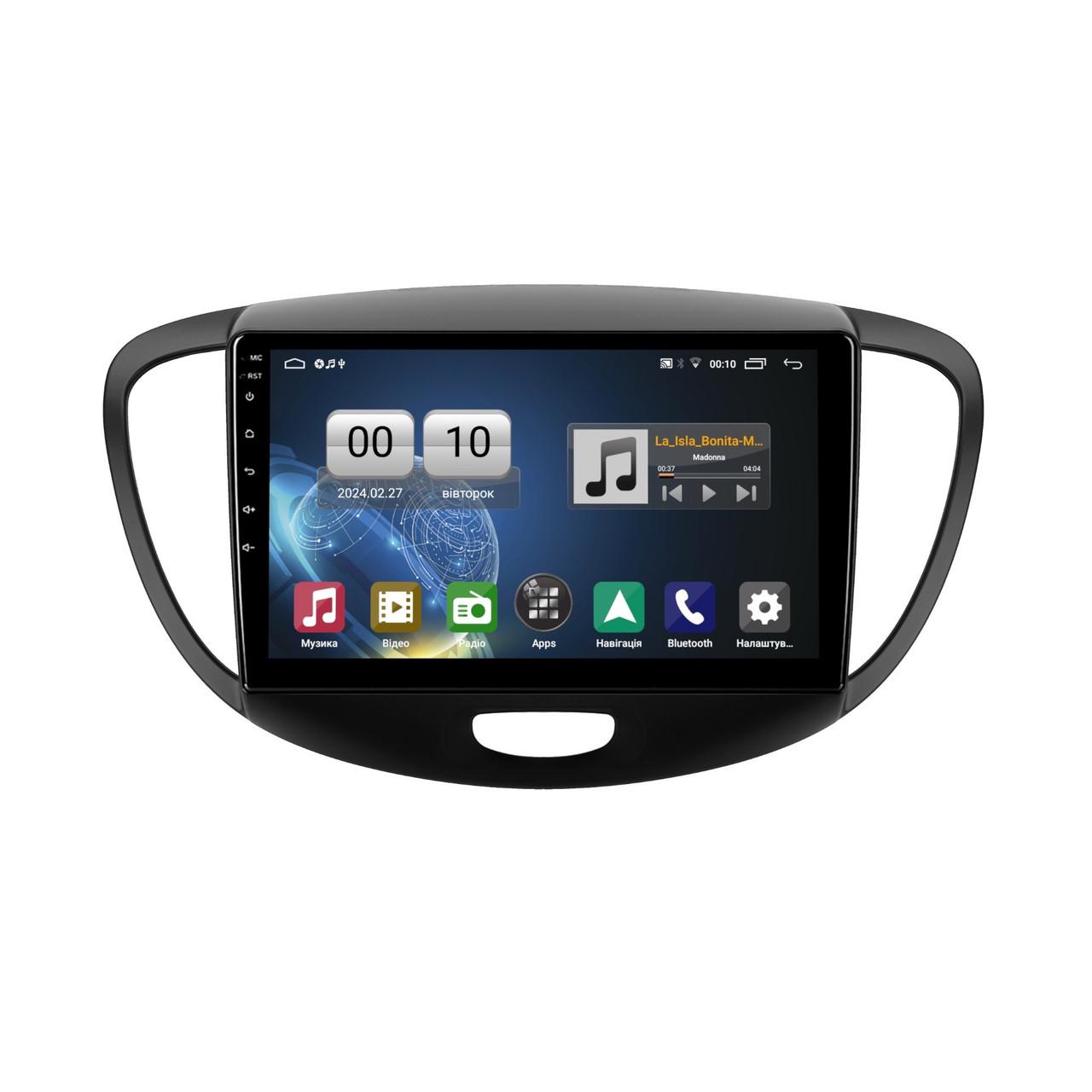 Автомагнітола штатна QIV Q1 для Hyundai i10 2007-2013 9" (Q45510)