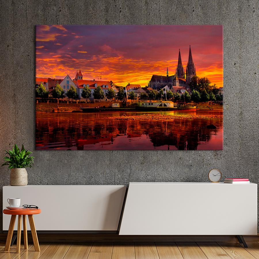 Картина город Регенсбургский собор в Баварии 51x34 см (A797-1)