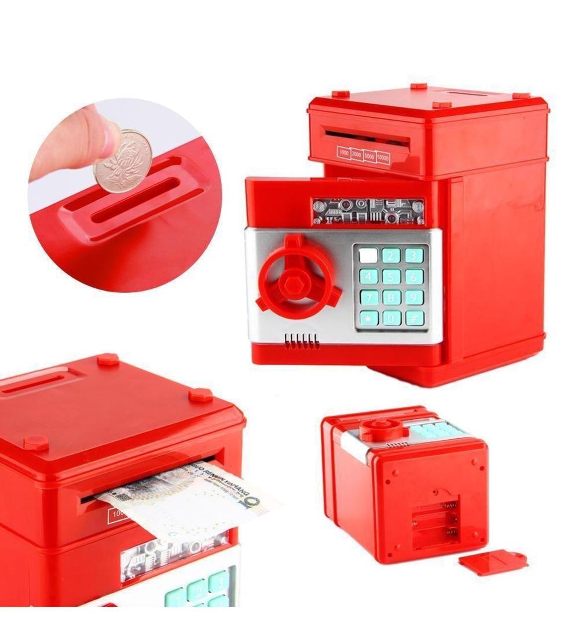 Сейф копилка Number Bank детский с кодовым замком и купюроприемником Красный (MA229red) - фото 5