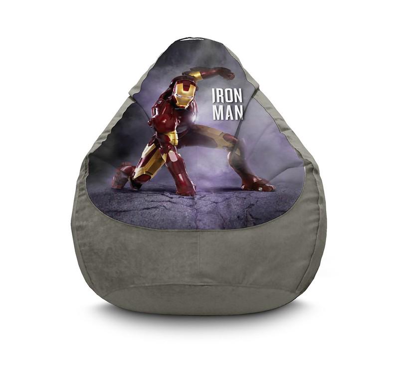 Кресло мешок iPuff Iron Man Superhero touchdown Флок XL 80x110 см Серый