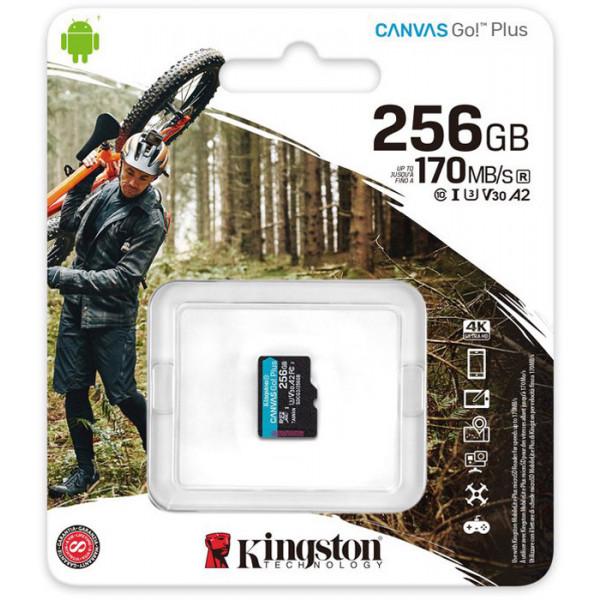 Карта памяти Kingston Canvas Go Plus 256 GB microSDXC C10 UHS-I U3 A2 R170/W90MB/s (SDCG3/256GBSP) - фото 3 Карта памяти Kingston Canvas Go Plus 256 GB microSDXC C10 UHS-I U3 A2 R170/W90MB/s (SDCG3/256GBSP) - фото 3