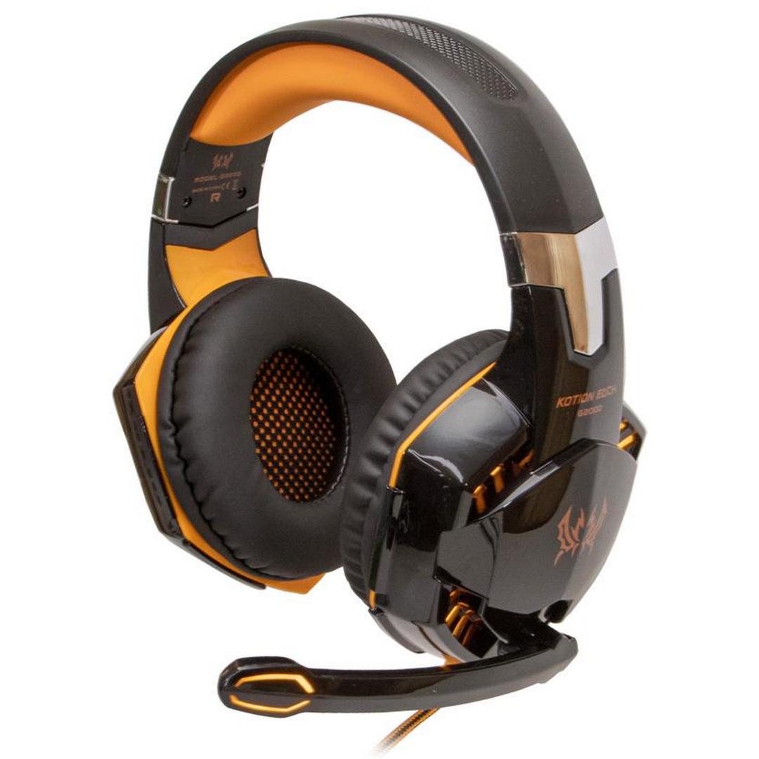 Наушники игровые Kotion Each G2000 Pro Gaming Headset с микрофоном и подсветкой Black/Orange