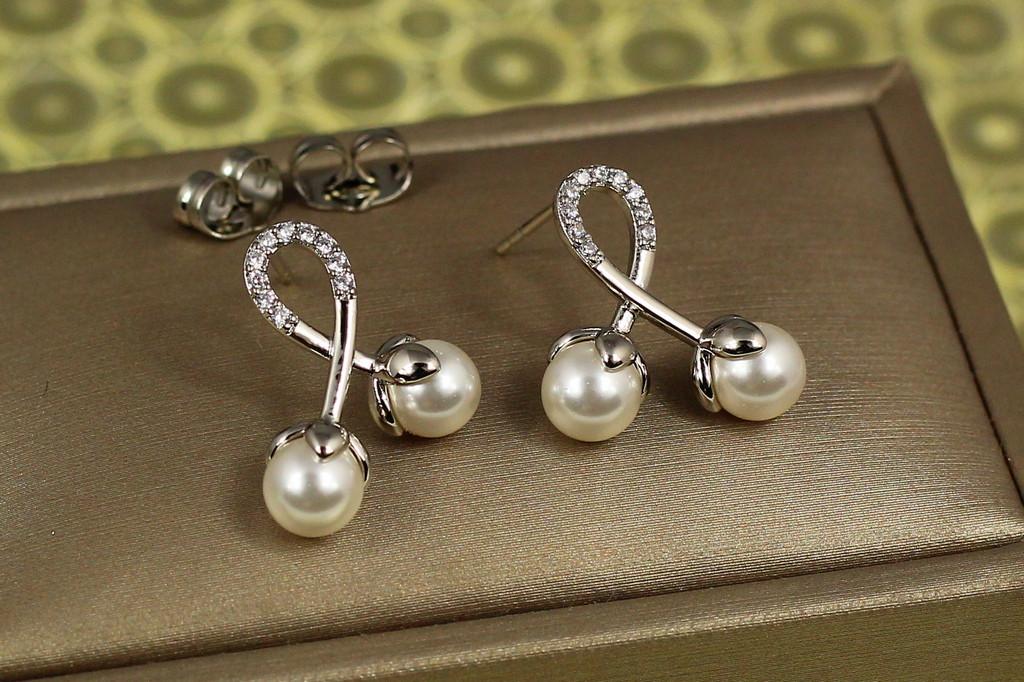 Серьги гвоздики Xuping Jewelry Хлопок с жемчужинами 20 мм Серебристый (2089184617)