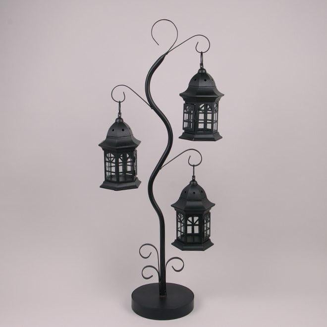 Подсвечник-фонарь Flora металлический 90 см Черный (39535)