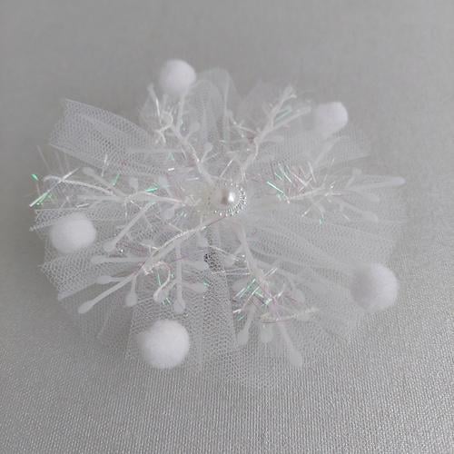 Бантик новогодний Снежинка на шпильке (210095)