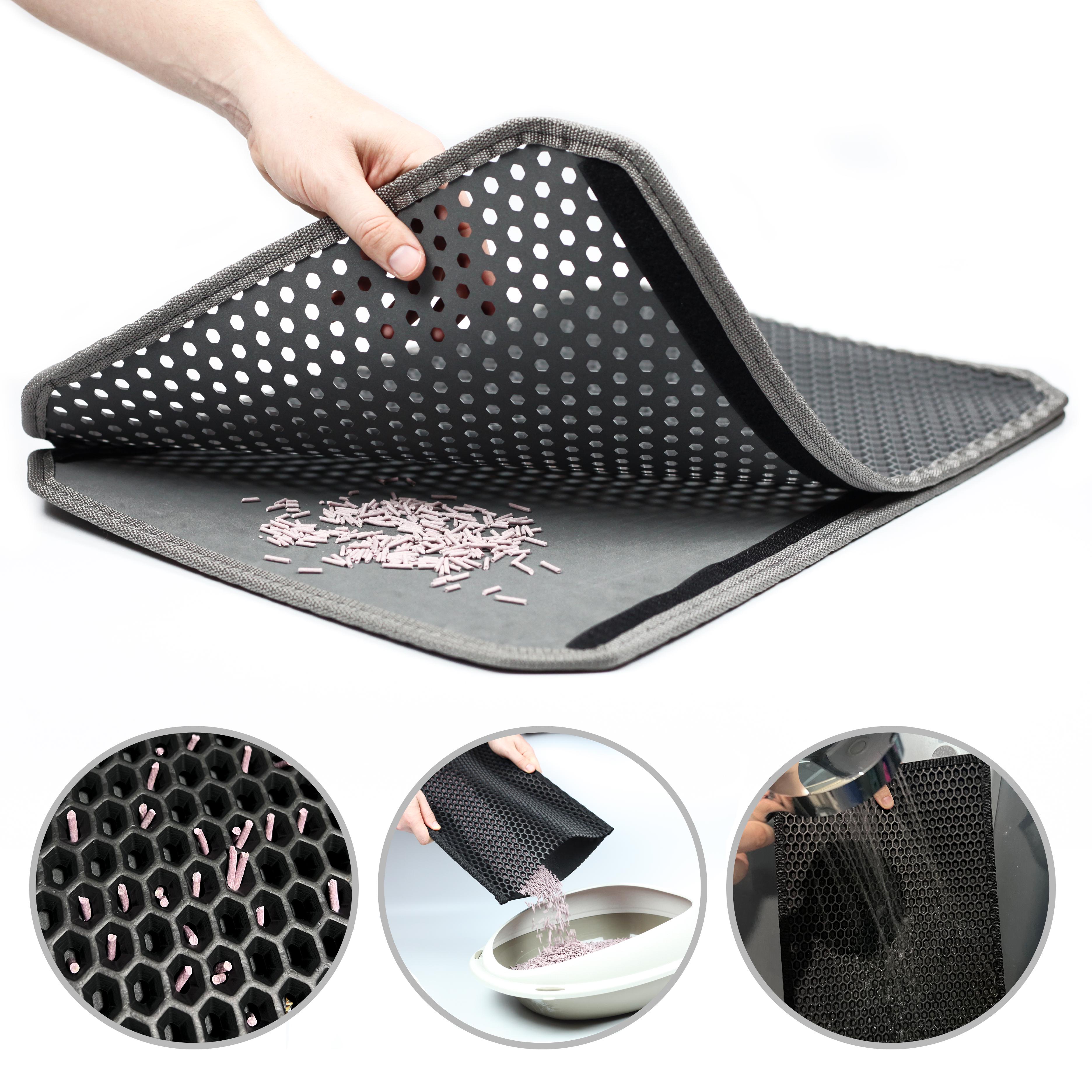 Коврик двухслойный Cat in Box для кошачьего лотка EVA на липучках 60x40 см Серый - фото 2 Коврик двухслойный Cat in Box для кошачьего лотка EVA на липучках 60x40 см Серый - фото 2