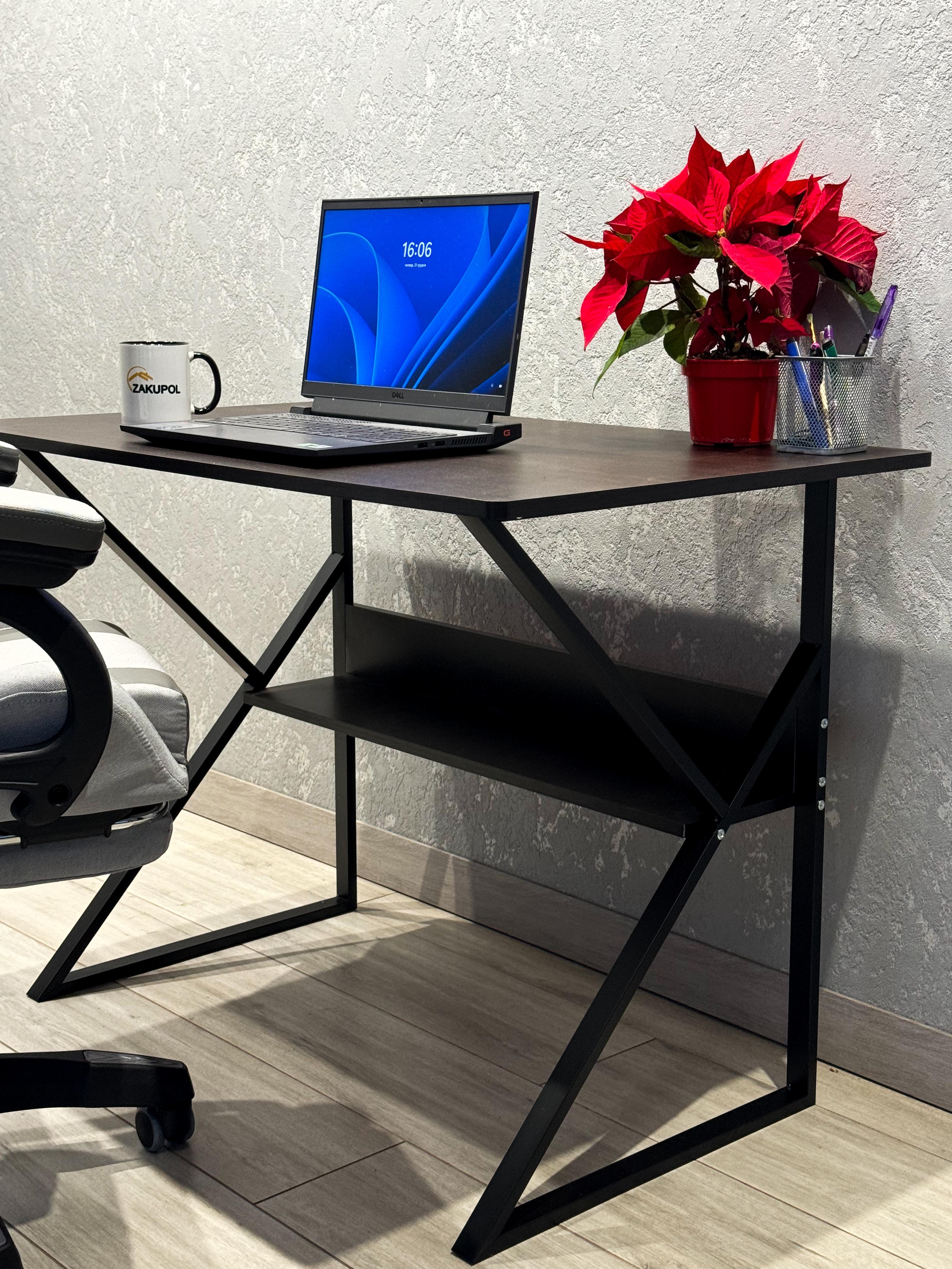 Комп'ютерний стіл з полицею Drom 100x60 см Чорний - фото 8 Комп'ютерний стіл з полицею Drom 100x60 см Чорний - фото 8