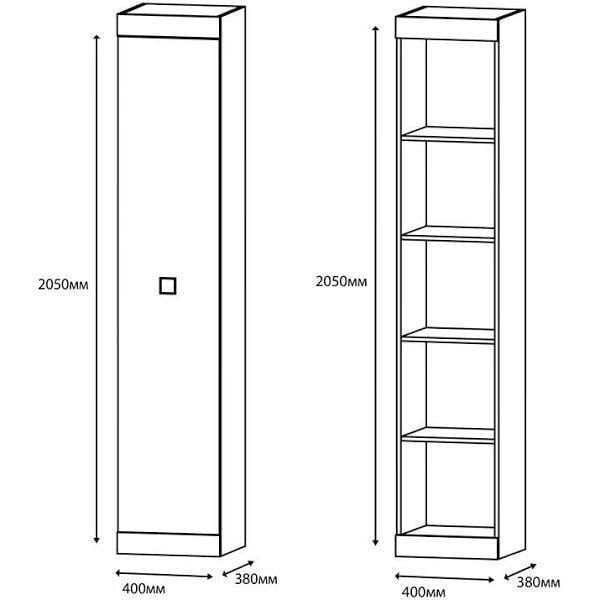 Шафа-пенал закрита Еверест Соната Венге темний/Дуб крафт золотий (DTM-2276) - фото 2 Шафа-пенал закрита Еверест Соната Венге темний/Дуб крафт золотий (DTM-2276) - фото 2