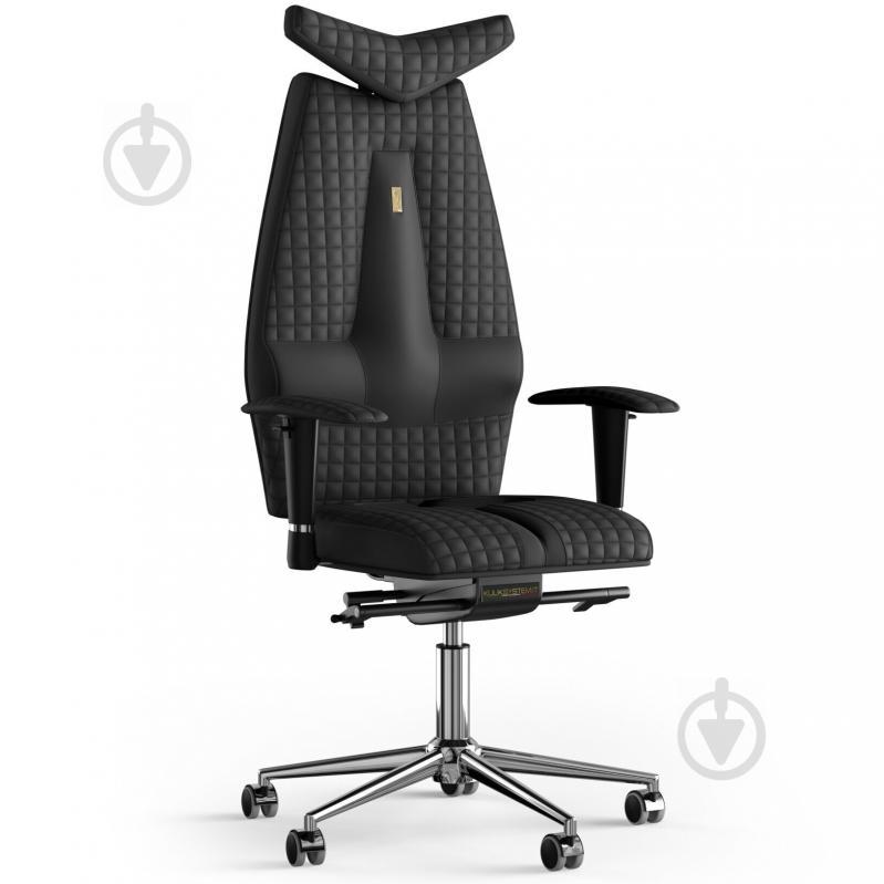 Крісло KULIK SYSTEM JET Екошкіра з підголівником зі строчкою Чорний (3-901-WS-MC-0201)