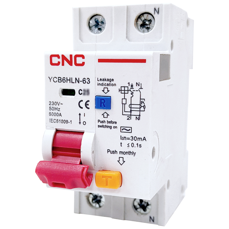 Дифференциальный выключатель CNC YCB6HLN-63 1Р+N 50А 30мА 6кА "C" тип АС (Б00040380) Дифференциальный выключатель CNC YCB6HLN-63 1Р+N 50А 30мА 6кА "C" тип АС (Б00040380)