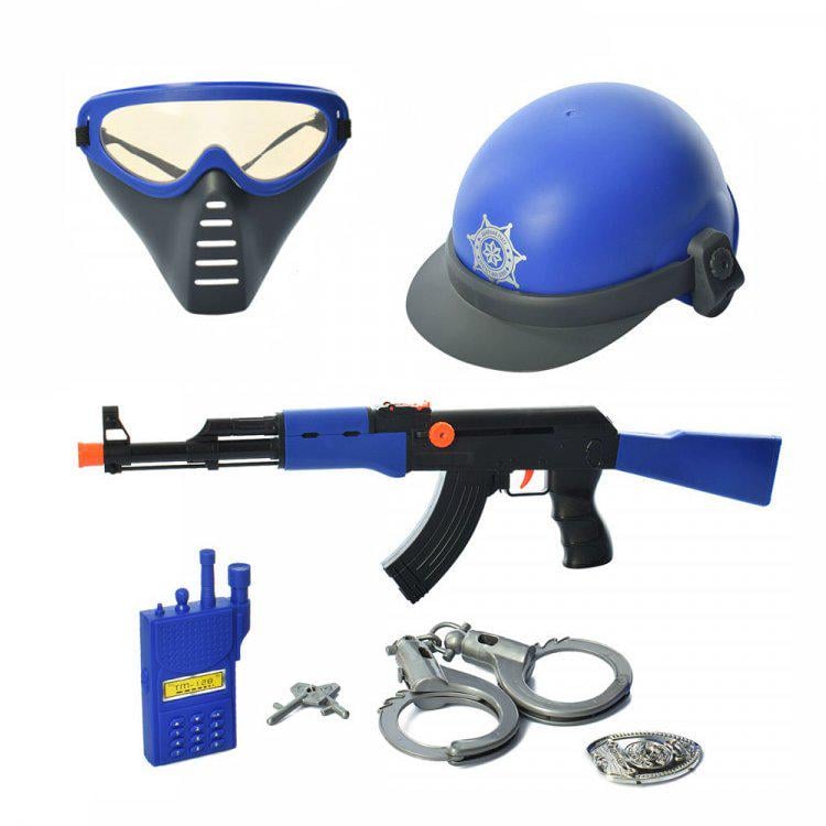 Полицейский набор CH Toys с каской и автоматом Синий (57118)