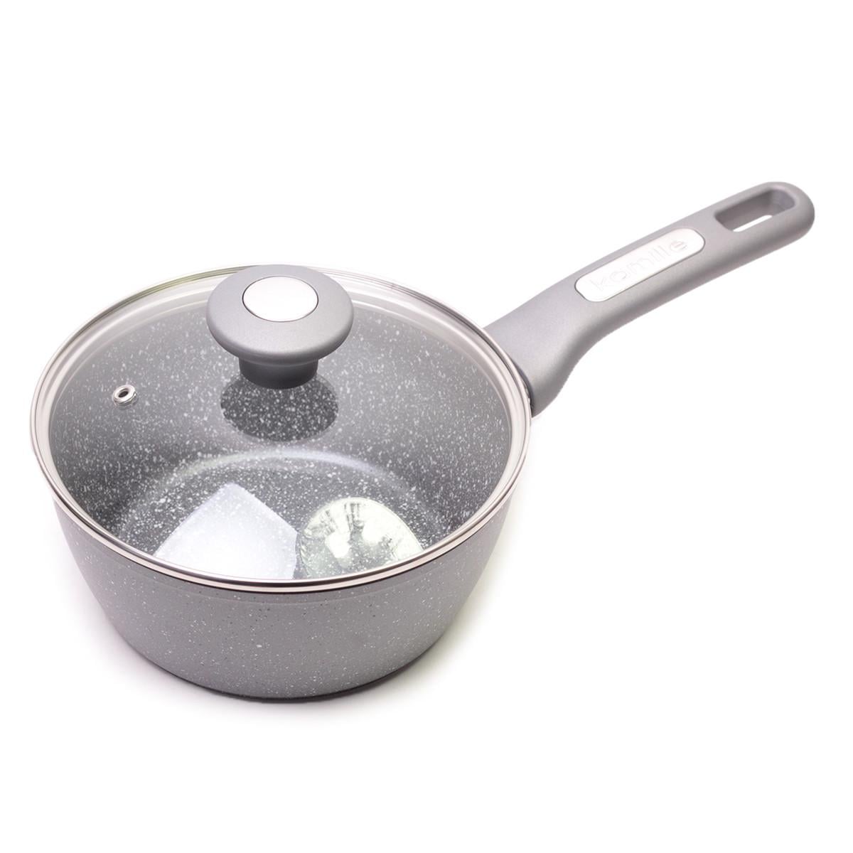 Ковш с крышкой Kamille KM-4280GR с гранитным покрытием для индукции и газа 18 см 1,8 л (14299)