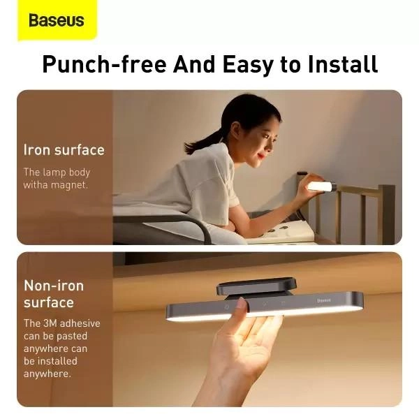 Лампа настільна портативна Baseus Magnetic Stepless Dimming Charging Desk Lamp з вбудованим акумулятором 1800 mAh 4,5W Grey (DGXC-C0G) - фото 13