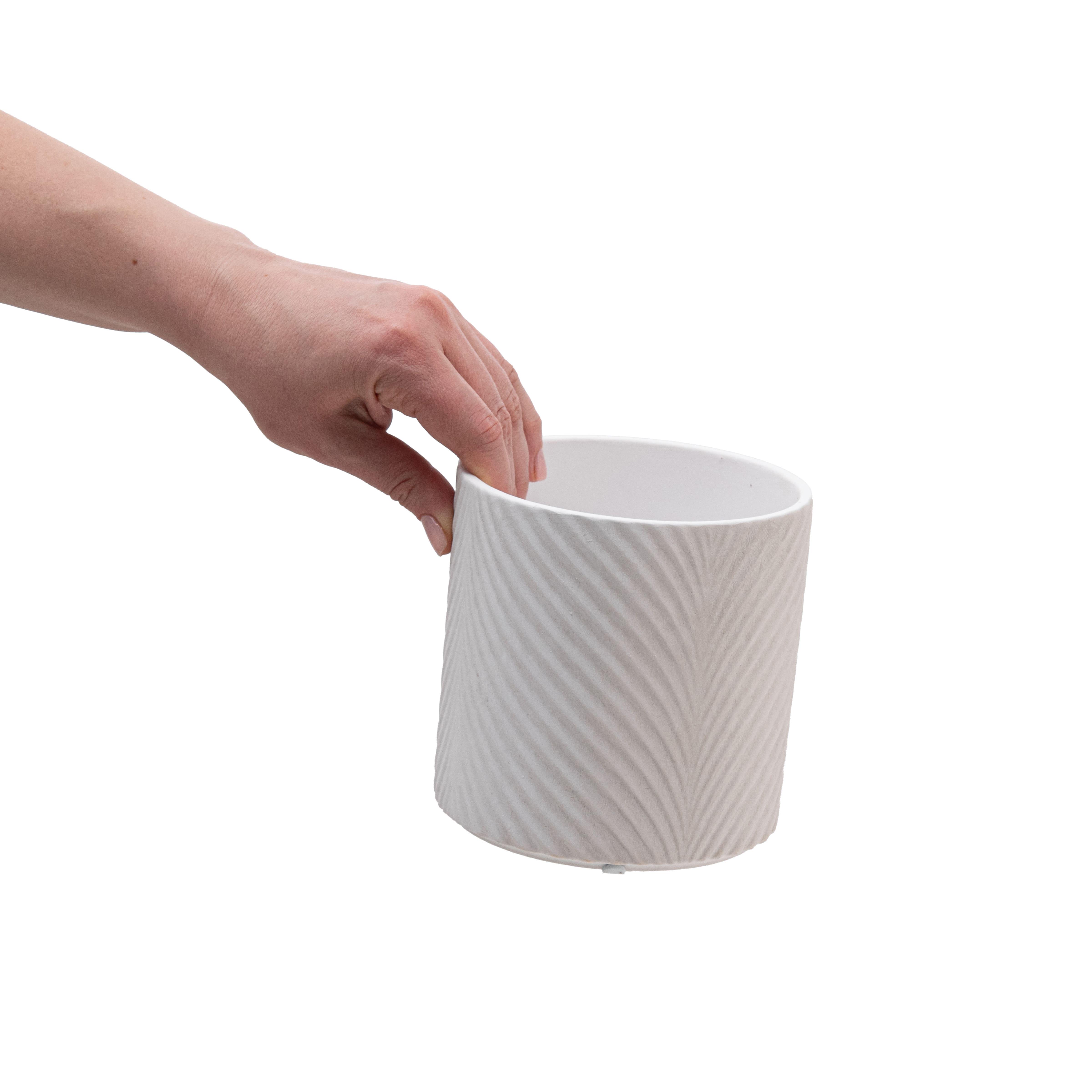 Кашпо для квітів керамічне elemi Листок круглий 1,3 л Білий (УТ-00094978) - фото 6