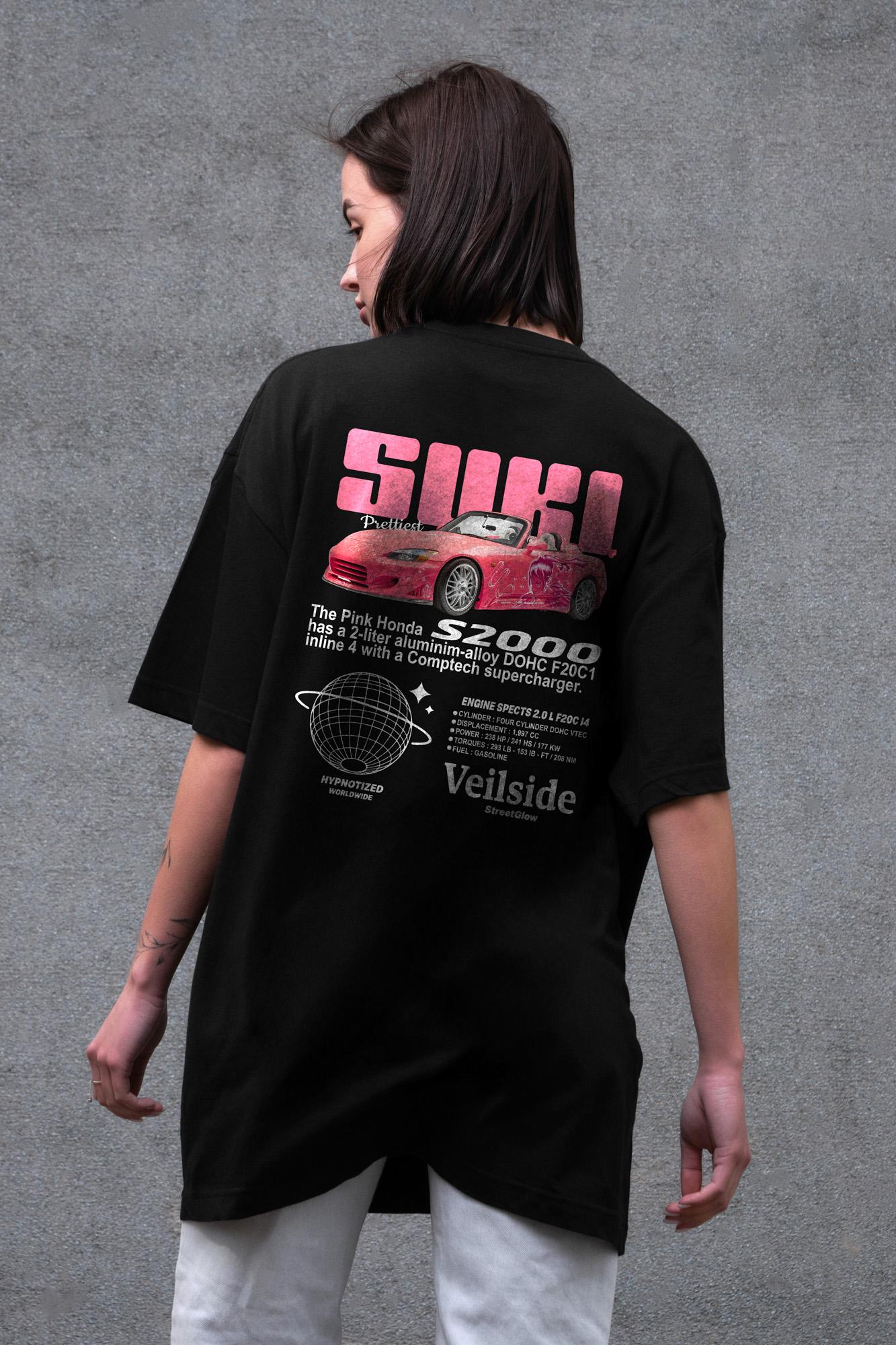 Футболка женская Without с принтом Suki оверсайз S/M Black (S8049511)