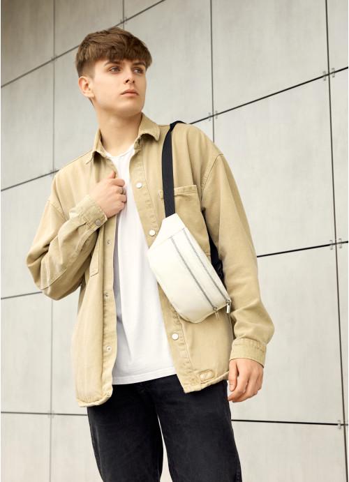 Поясная сумка мужская Sambag из экокожи Белый (824031512)