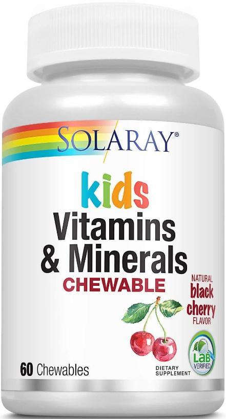 Мультивитамины для детей Solaray Kids Vitamins&Minerals 60 жевательных таблеток со вкусом вишни