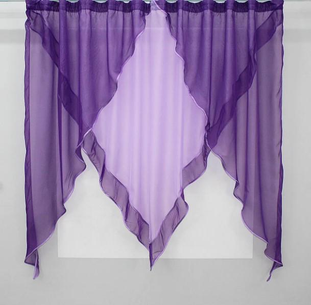 Занавеска ламбрекен на кухню шифон 280х170 см Фиолетовый/Сиреневый (029к)
