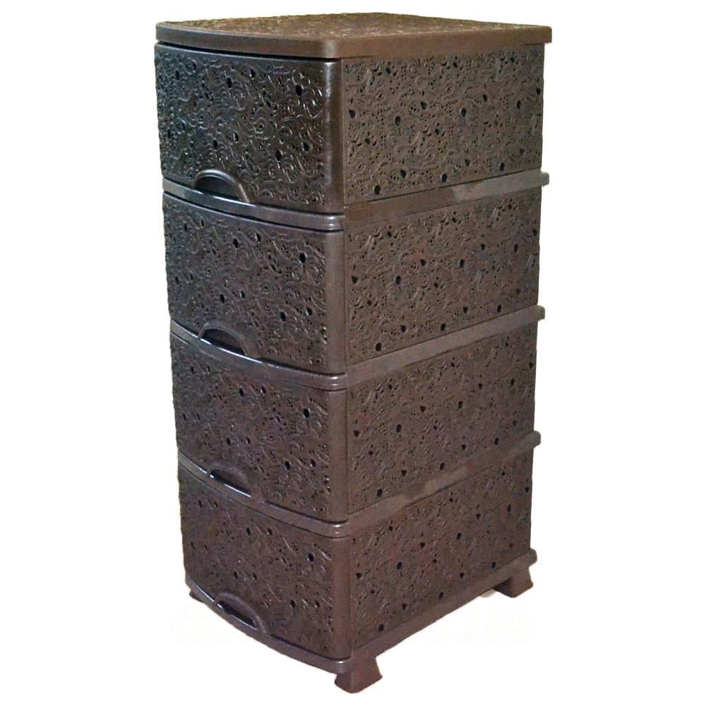 Комод разборной пластиковый Efe Plastics люкс на 4 ящика Коричневый (2-11-D0918)