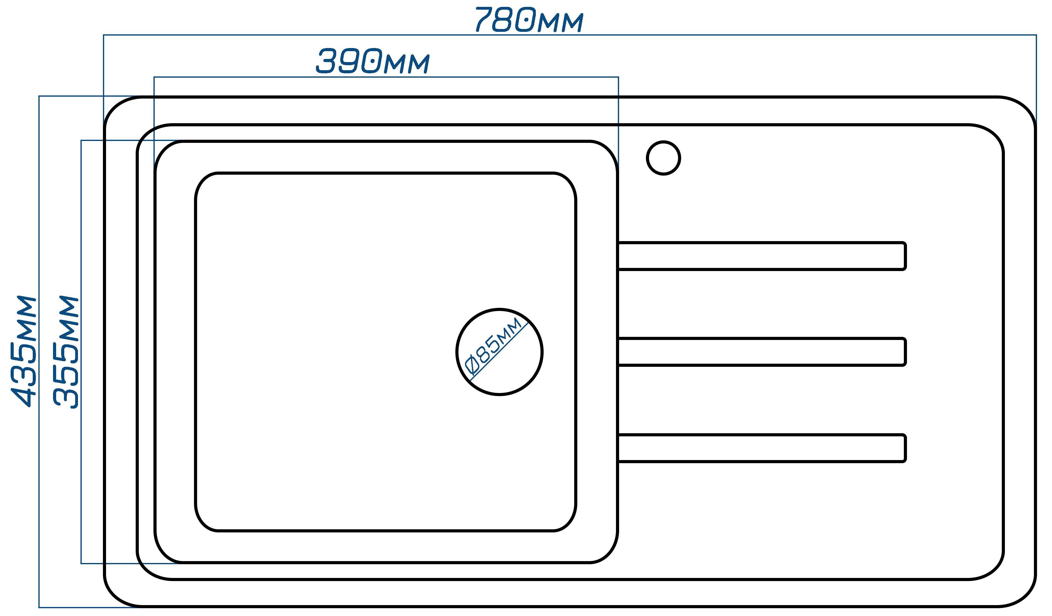 Мойка кухонная Valetti 36R 780x435 мм Терра - фото 3