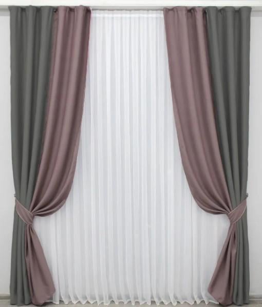Комплект штор блекаут 1,3х2,7 м 2 шт. Графітовий/Пудровий (014дк/793-1245ш)