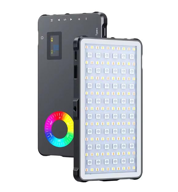Накамерний LED освітлювач MAMEN 70 RGB з акумулятором 4000 mAh Чорний