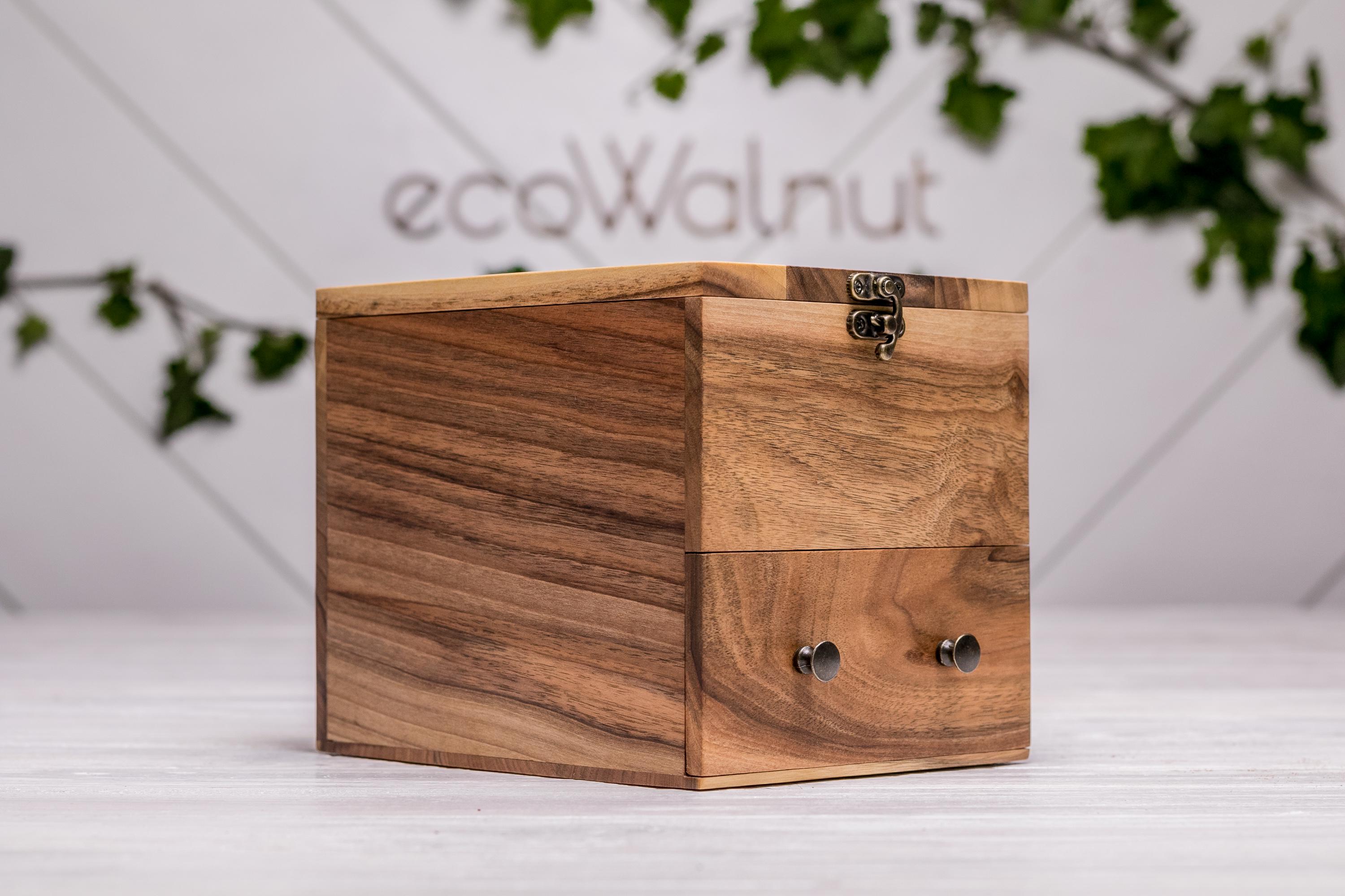 Коробочка EcoWalnut для 4 часов с деревянной крышкой с ящиком (EB-2.5) - фото 10