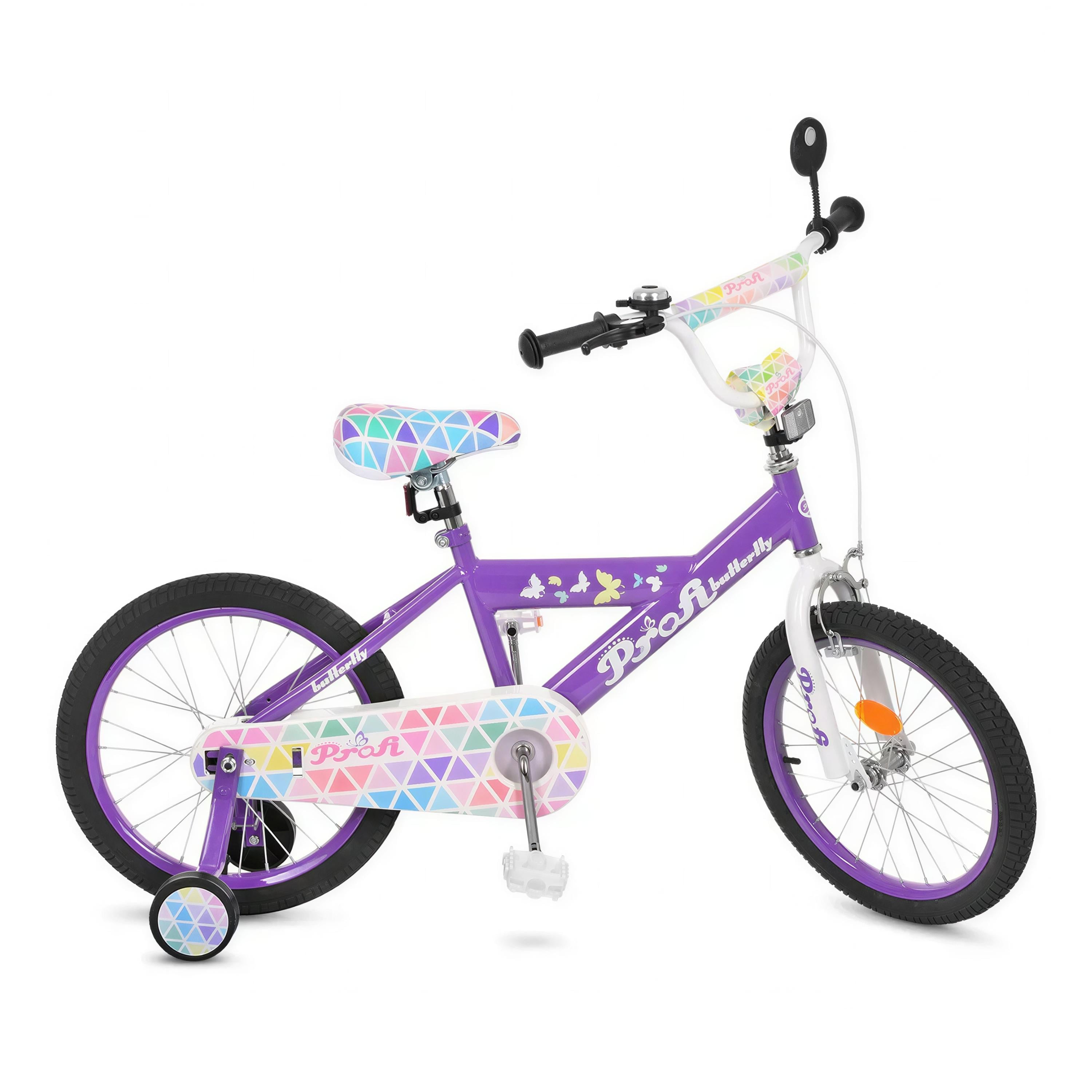 Велосипед детский для девочки 18" Profi Butterfly с боковыми колесами на рост 100-120 см Фиолетовый (L18132)