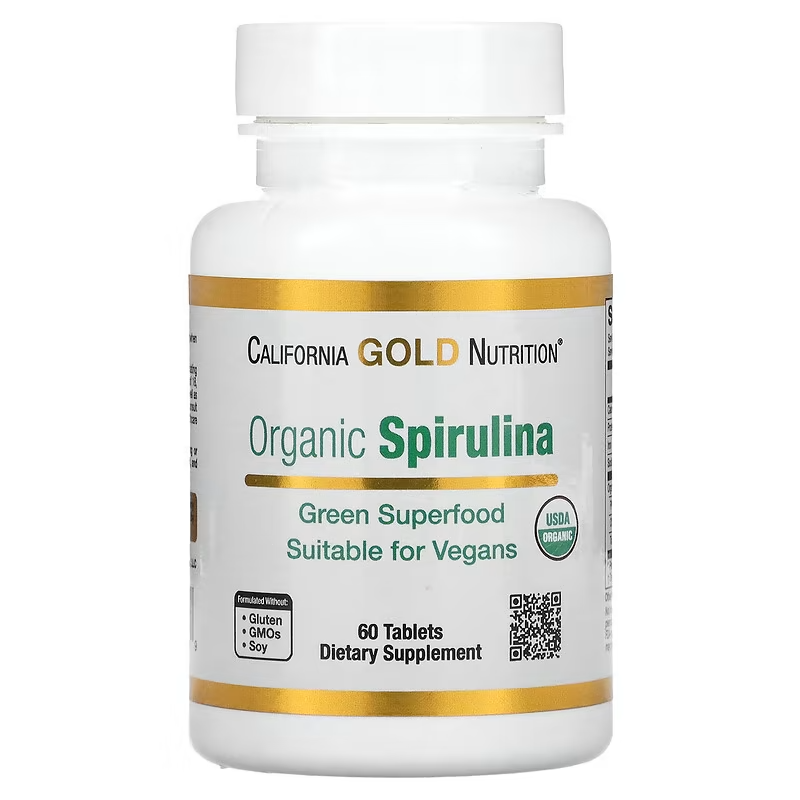 Спирулина California Gold Nutrition органическая 1500 мг 60 таблеток