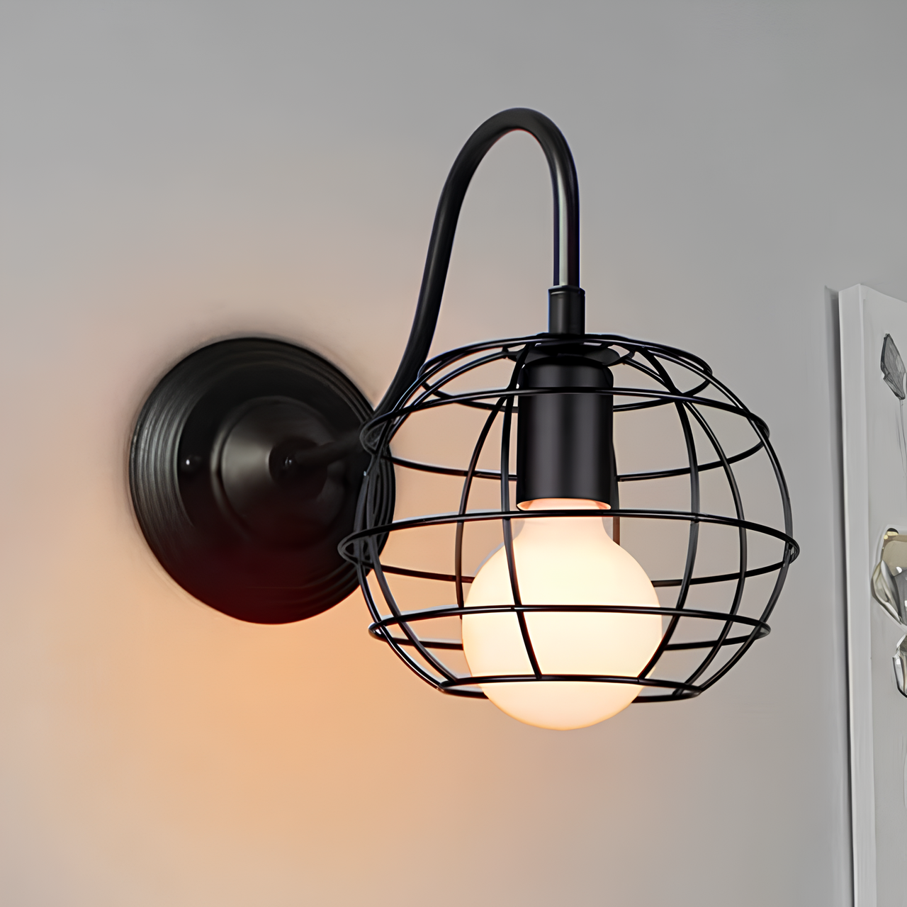 Бра Valeso в стилі лофт з металевим корпусом під лампу Е27 Чорний (BD677-1 BK)