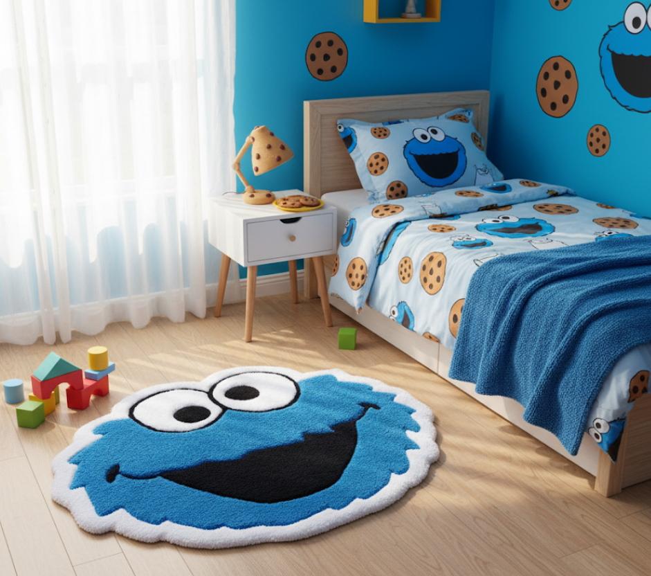 Килим ручної роботи Коржик з вулиця Сезам гіпоалергенний 64х52 см Синій (30101050)