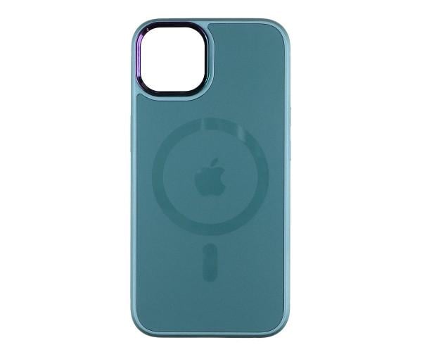 Чехол накладка TPU + PC Foggy with Magsafe для Apple Iphone 13 Green - фото 1