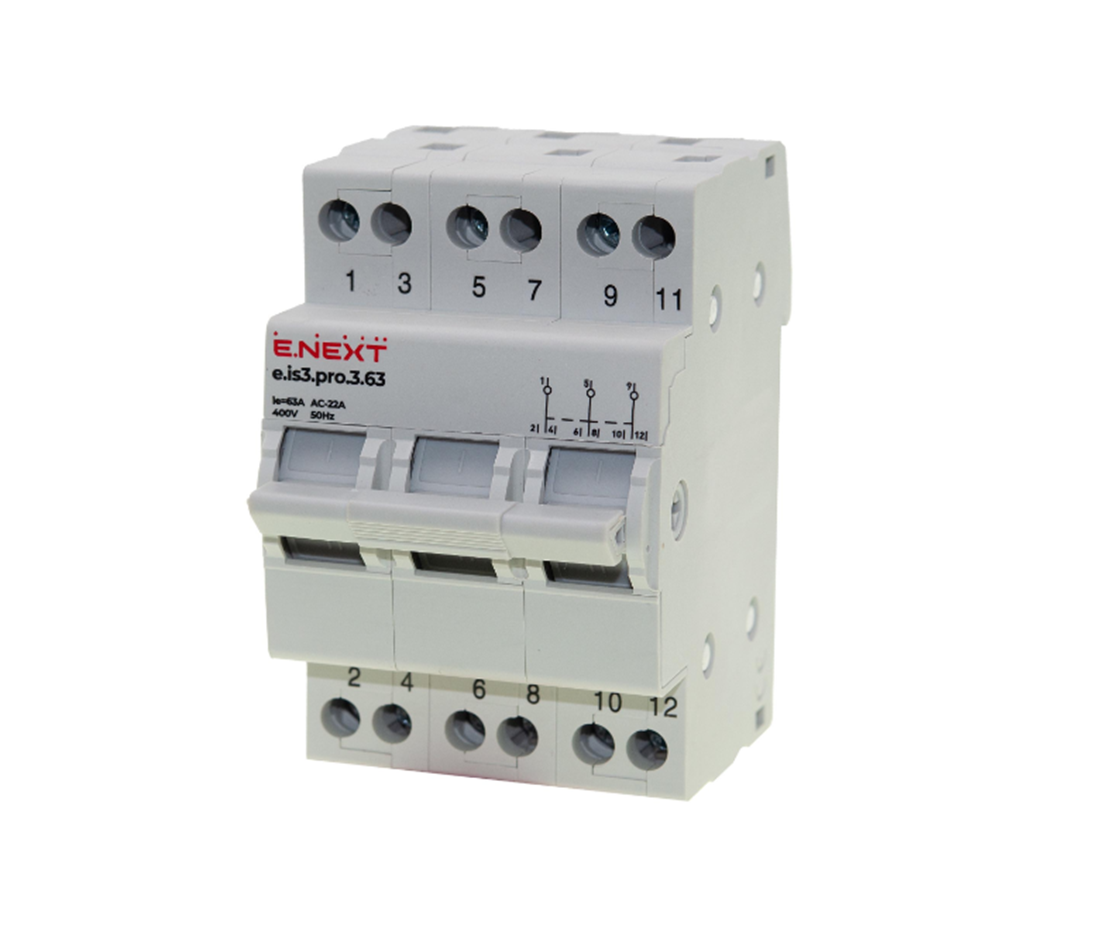 Перемикач навантаження E.NEXT e.is3.pro.3.63 модульний на три положення 3-полюсний 63А (p008015) Перемикач навантаження E.NEXT e.is3.pro.3.63 модульний на три положення 3-полюсний 63А (p008015)