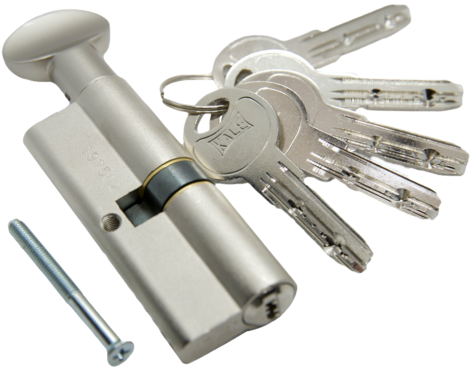 Цилиндр Kale 164SMC 80 мм 5 ключей с вертушкой на длинной стороне Никель